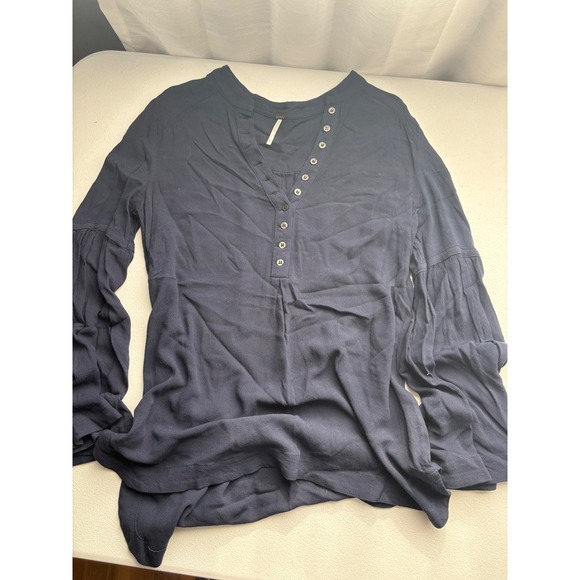 Free People Tunic Top Womens Small S V Neck Button Front Long Sleeve - Picture 5 of 9